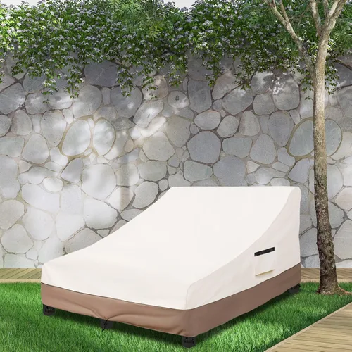Vista 6 de Okcool Cubierta para tumbona doble ancha de 80 pulgadas para exteriores Beige