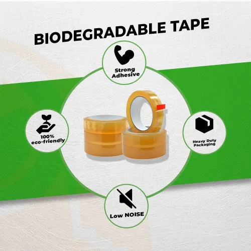 Vista 4 de WOD BCST - Cinta de embalaje biodegradable, transparente, 1/2 pulgada x 72 yardas (paquete de 3) cinta ecológica de celofán para sellado