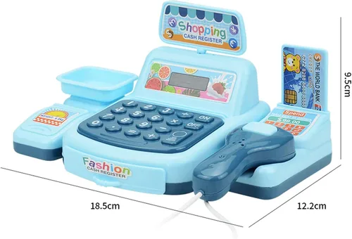 Vista 7 de Caja registradora de juguete para niños, caja registradora interactiva de plástico para padres e hijos, regalo para niños y niñas, color rosa