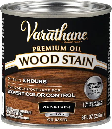 Vista 2 de 1 cuarto de galón Rust-Oleum Brands 211728H Gunstock Varathane - Tinte para madera interior a base de aceite (paquete de 2)