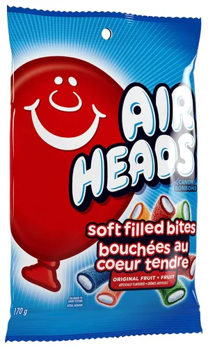 Vista 4 de Airheads Soft Filled Bites - Caramelo masticable con sabor a fruta, sabores surtidos, 6.00 oz