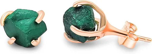 Vista 35 de Aretes de piedra preciosa natural en bruto con oro rosa sobre plata de ley 925, 6 a 0.276 in, regalo de piedra de nacimiento de calidad genuina