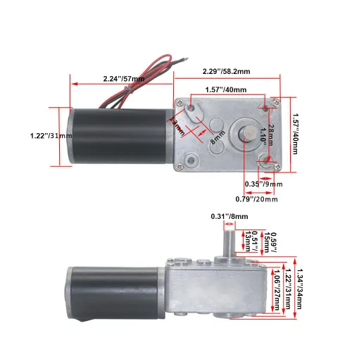 Vista 2 de BRINGSMART Motor de engranaje helicoidal de 12 V 27 rpm CC con transformador de voltaje, motor autobloqueante de 32.0 lbs.cm, motor de engranaje