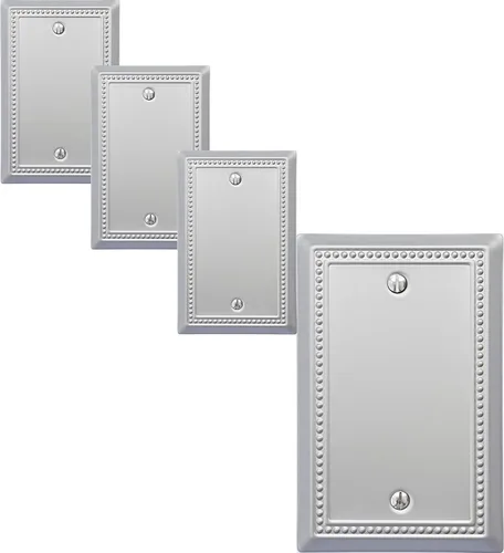 Vista 45 de OKAWYC Belaire - Cubierta para interruptor de luz de decoración individual, placa de pared de metal con cuentas, paquete de 4 unidades de bronce