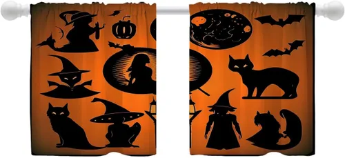 Vista 50 de Shrahala Abstract Colorful Blackout Curtain Tiers, Modern Ative Kitchen Valance Light Blocking Tier Drapes with Rod Pocket, 2 Pack 26 X 24 in