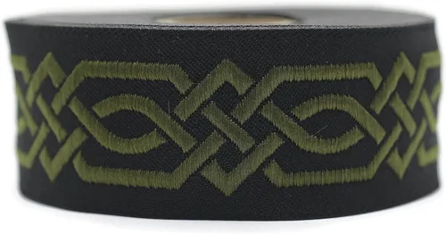 Vista 21 de Carrete de 10.9 yardas 0.79 pulgadas de ancho azul celta Claddagh bordado Jacquard Ribbon 20272