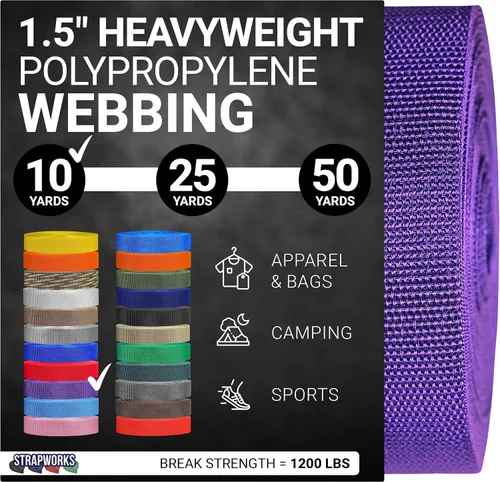Vista 61 de Strapworks Heavyweight Polypropylene Webbing - Heavy Duty Poly Strapping for Outdoor DIY Gear Repair, 1.5 Inches