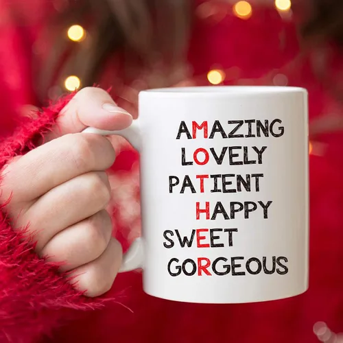 Vista 4 de 5Aup Regalos de Navidad, definición de taza de café divertida para mamá, el mejor regalo del día de la madre de parte de un niño, hija, hijo, niños