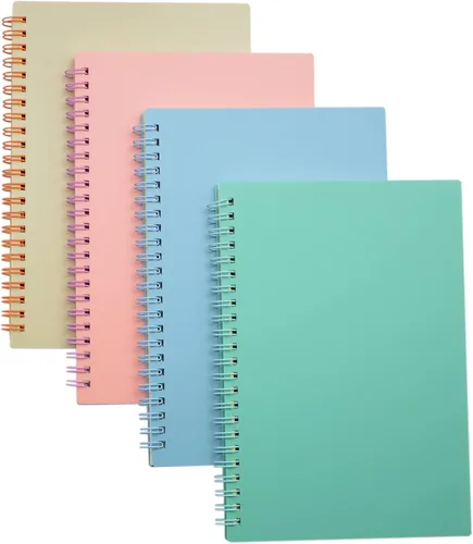 Vista 6 de Yansanido Cuaderno en espiral, 4 unidades, tapa dura de plástico grueso A5 de 0.315 in, 80 hojas, 160 páginas para estudio y notas