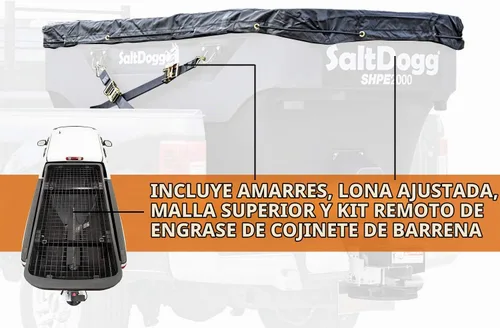 Vista 9 de Buyers Products SaltDogg SHPE2000 Esparcidor comercial de sal y arena con tolva de accionamiento eléctrico, fabricado en los Estados Unidos