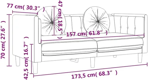 Vista 3 de vidaXL Sofá con cojines de 2 plazas, sofá tapizado, sofá biplaza para sala de estar en casa, sofá de dos plazas, estilo moderno, terciopelo gris