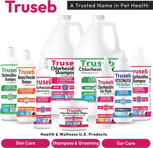 Vista 8 de Truseb Advanced - Lavado Tópico de Oídos para Perros con Ketoconazol y Clorhexidina para Perros, Gatos y Caballos, con Aloe - 12 oz Hecho en EE.UU.