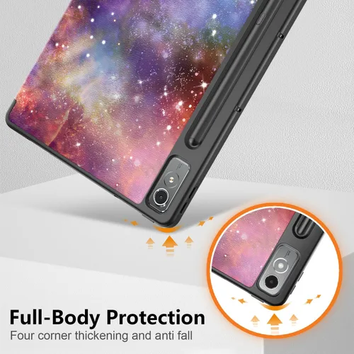 Vista 6 de Funda para Lenovo Tab P12 de 12.7 pulgadas 2023 TB-370FU, carcasa trasera de TPU suave delgada inteligente con cubierta de soporte multiángulo