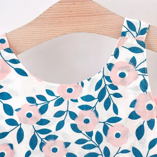 Vista 5 de PATPAT Vestido de verano para niñas pequeñas, vestido tutú, sin mangas, espalda descubierta, fiesta de cumpleaños, 1 vestidos + 1 sombrero de paja