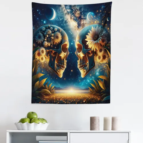 Vista 74 de Ambesonne Tapiz hippie, abrazo de hongos de ensueño y árbol de la vida místico y mandal verde, decoración de tela para colgar en la pared