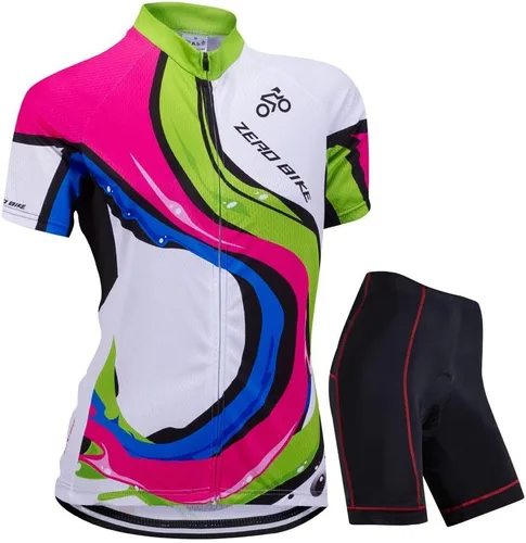 Vista 7 de Jersey de ciclismo para mujer, de manga corta, secado rápido, transpirable, para montaña.