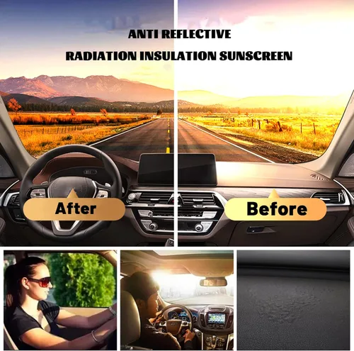 Vista 3 de Tapete antideslizante para tablero de instrumentos compatible con Dodge Challenger 2015-2022 Protector solar (borde negro)