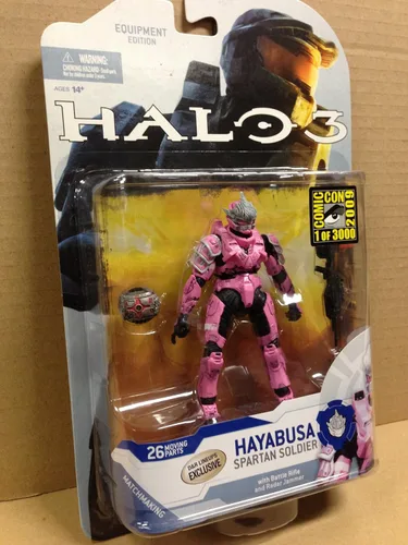 Vista 2 de Halo 3 McFarlane Toys Series 5 (2009 Wave 2) 2009 SDCC San Diego Comic-Con Figura de acción exclusiva Rosa Hayabusa Spartan Soldier