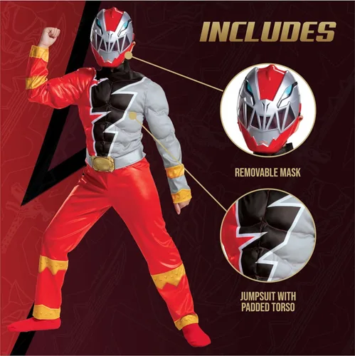 Vista 3 de Disfraz de Rangers de Dino Fury Red Ranger para niños