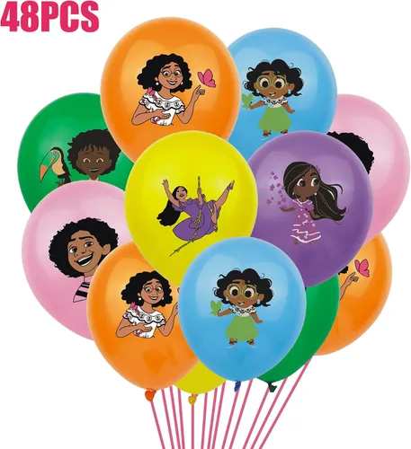 Vista 2 de 48 globos de fiesta de cumpleaños de películas mágicas, los globos de látex Encanto para fiestas de cumpleaños con temática de películas mágicas