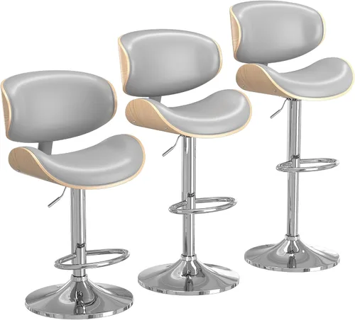 Vista 14 de YaFiti Taburetes de bar modernos giratorios, taburetes de bar altura de mostrador con respaldo para bar, cocina, comedor, color marrón