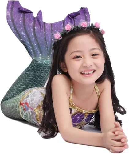 Vista 7 de Gesikai01 Juego de 6 piezas de traje de baño de sirena para natación, traje de sirena, traje de baño para niñas, regalo de cumpleaños de 3 a 12 años