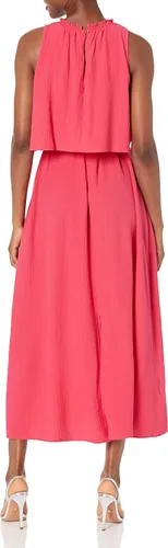 Vista 2 de Calvin Klein Vestido sin mangas con volantes plisados laterales para mujer