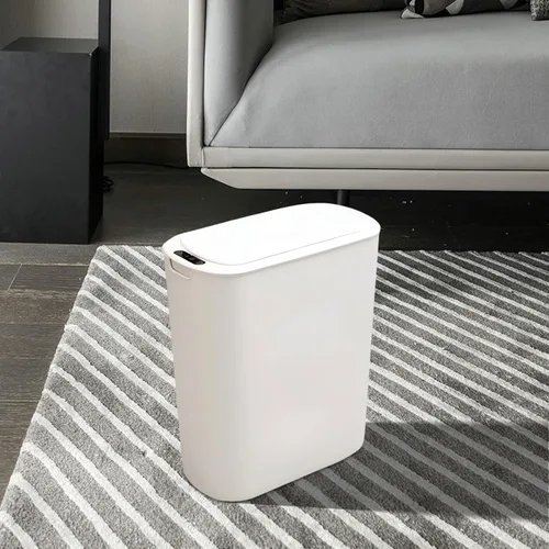 Vista 5 de Basurero automático para baño, sin contacto, con sensor de movimiento, con tapa de sellado, 5.28 galones, impermeable, de plástico, delgado