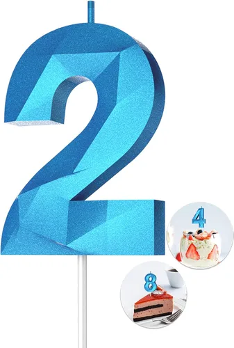 Vista 23 de Velas de cumpleaños con números (0 velas negras), forma de diamante 3D, decoración de pastel de feliz cumpleaños para niños y hombres, cumpleaños