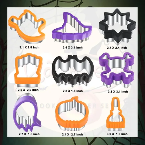 Vista 8 de ETERSION Cortadores de galletas de Halloween de 2 a 3 pulgadas, 9 formas diferentes Cortadores de galletas de Halloween, 9 formas diferentes, 2-3