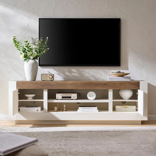 Vista 4 de OKD Soporte de TV moderno de 70 pulgadas para TV de 80 pulgadas, consola Blanco antiguo