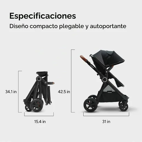 Vista 2 de Mompush Ultimate2 Cochecito de bebé, Cochecito convertible premium de tamaño completo para niños, Asiento reversible con ajuste de reclinación