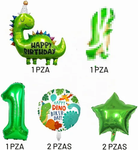 Vista 4 de Decoraciones de dinosaurio de primer cumpleaños - Globos de aluminio de dinosaurio y suministros de fiesta para niños