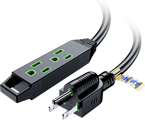 Vista 27 de Cable de extensión de 2 pies, cable de extensión con múltiples tomas, calibre 16 (azul) con certificación ETL