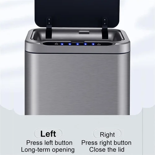 Vista 4 de BONAD Basurero de cocina de 13 litros de gran capacidad, inteligente para cocina, de acero inoxidable, sensor automático, cubo de basura