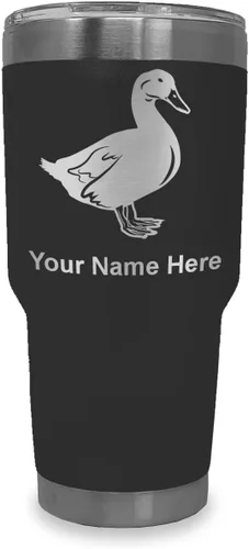Vista 12 de LaserGram Vaso aislado al vacío de 20 onzas, pato, grabado personalizado incluido (negro) Engraved Gift for Duck Hunters, Vacuum Insulated
