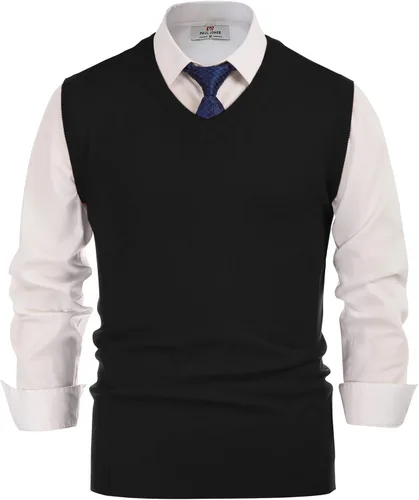 Vista 4 de PJ Paul Jones Chaleco de punto con cuello en V para hombre clásico sin mangas