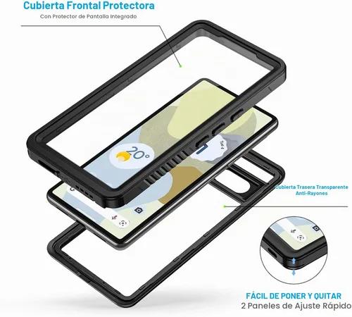 Vista 3 de Lanhiem Funda para Google Pixel 7, IP68 Impermeable a Prueba de Polvo con Protector de Pantalla Integrado, Funda Protectora de Teléfono de Cuerpo
