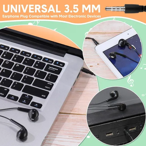 Vista 4 de Xinnun Paquete de 50 auriculares con cable con micrófono para estudiantes Negro
