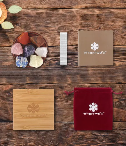 Vista 3 de 7 cristales de chakras y piedras curativas con placa de carga de selenita y folleto guía para principiantes, colección, meditación, yoga