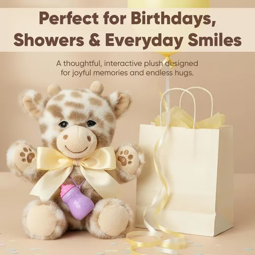 Vista 8 de Love By Emi Juguete de peluche de grabación interactiva para niños pequeños, presiona para grabar y jugar, reproducción de sonido activado por