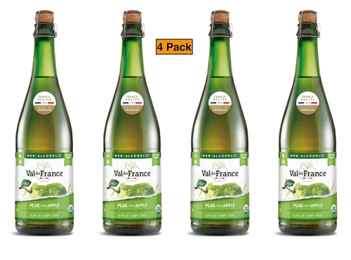 Vista 13 de Val de France, Jugo espumoso Kosher sin alcohol, reducido en calorías, orgánico y OU Kosher (manzana), 25.4 onzas líquidas (1 botella)