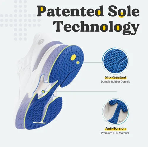 Vista 5 de FitVille Zapatos anchos de pickleball para hombre, zapatos de tenis con soporte de arco para fascitis plantar
