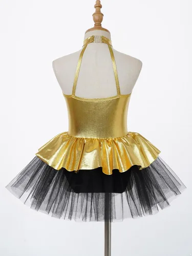 Vista 114 de CHICTRY Vestido tutú de ballet con lentejuelas brillantes para niñas y niñas, moderno disfraz de baile latino de jazz