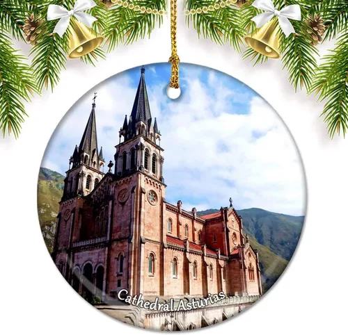 Vista 5 de España Cataluña Sala de Conciertos Barcelona Adornos de Navidad para árbol Colgante de cerámica Adorno de doble cara Decoración Regalos de Navidad