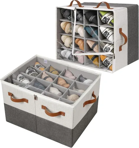 Vista 20 de TOPIA HOME Organizador de zapatos para armario, caja de zapatos plegable con divisores ajustables y cubierta transparente, organizador