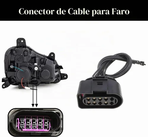 Vista 4 de Conector de coleta para faros delanteros Kenworth T680, conector de coleta de faro halógeno