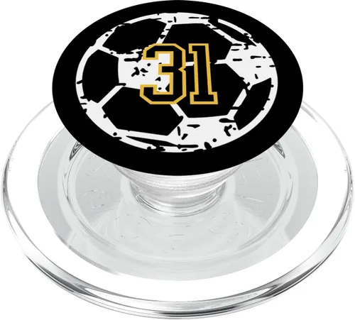 Vista 7 de Número #31 Jugador de fútbol amarillo negro número 31 PopSockets intercambiables PopGrip