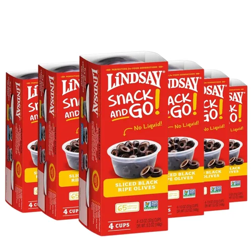Vista 8 de LINDSAY Snack and Go - Aceitunas negras maduras medianas sin hueso, caja de 4 (16 tazas de aperitivo)