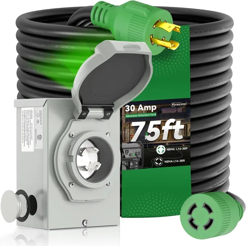 Vista 12 de Cable generador de 30 amperios de 25 pies y caja de entrada